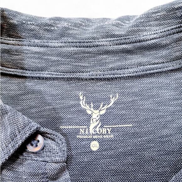 Nicoby Premium Wear Space Dye Heathered Blue Short Sleeve Polo Shirt Preppy XXL - Picture 2 of 5